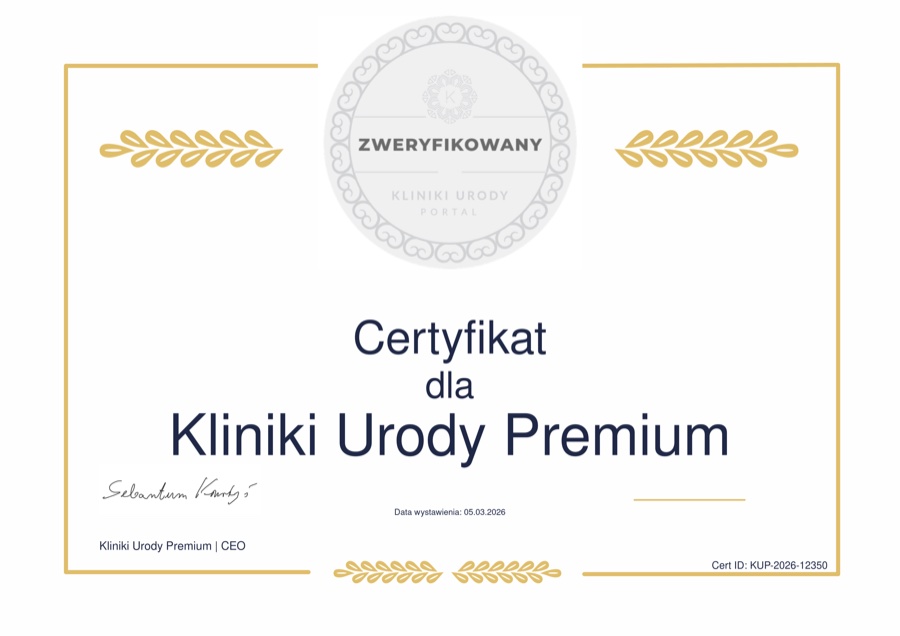 Wzór Oficjalnego Certyfikatu Jakości Portal Kliniki Urody